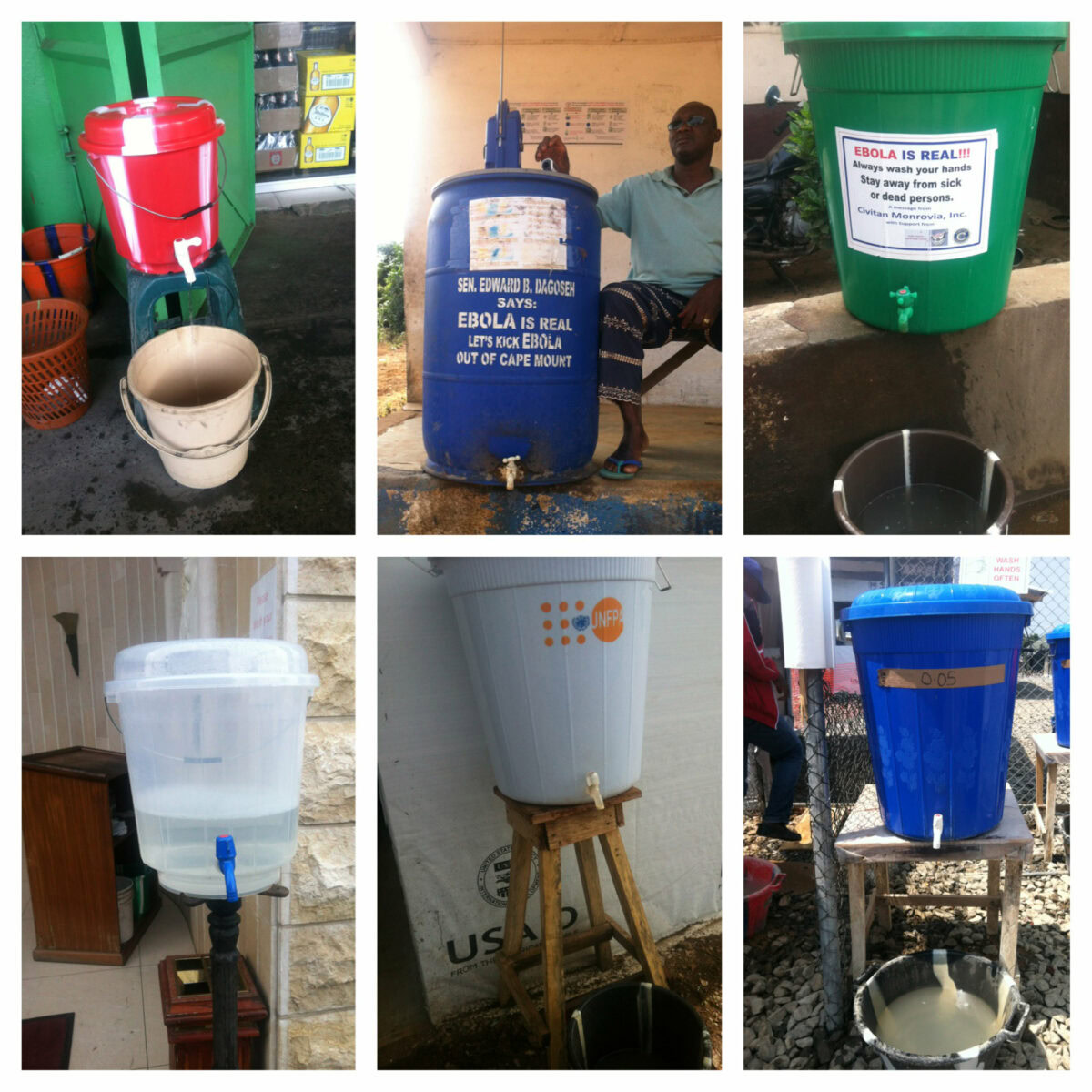 Handwashing buckets were ubiquitous during Ebola and are still useful today in the fight against infectious disease.